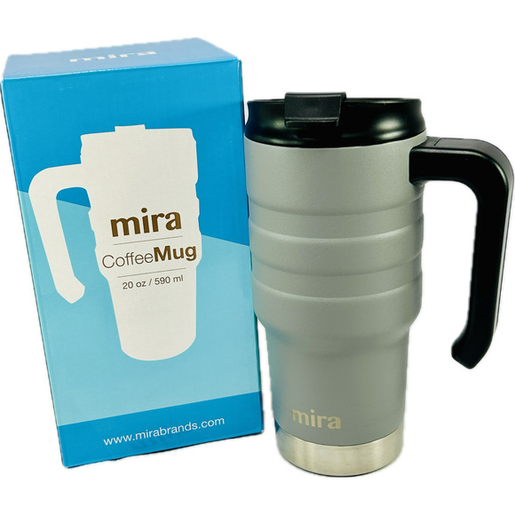 Mira 20 oz Stainless Steel Vacuum Insulated Travel Car Mug with Handle - Picture 1 of 13
